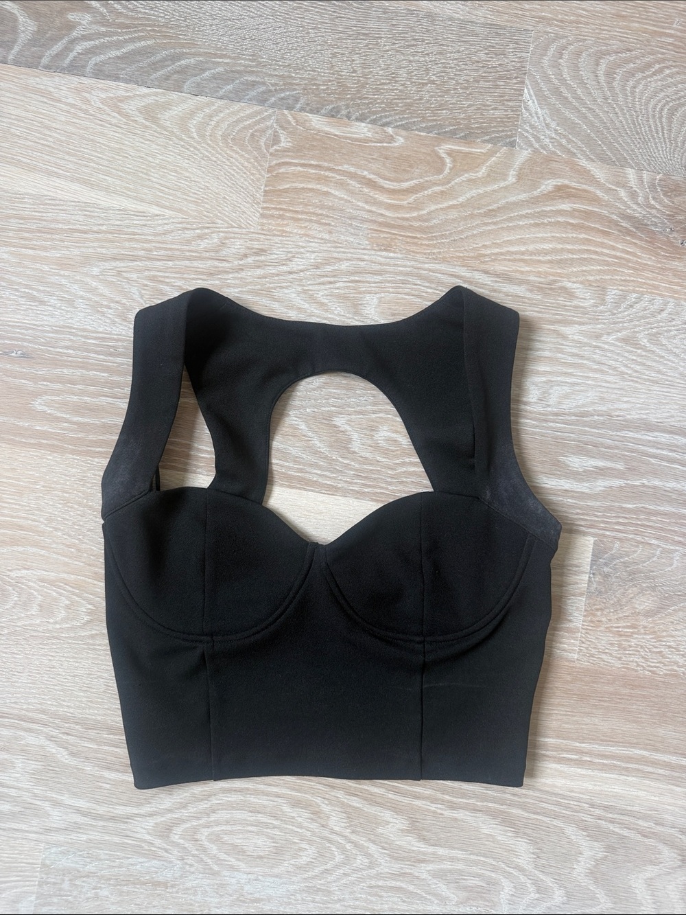 Black Structured Crop Top - Women Tops